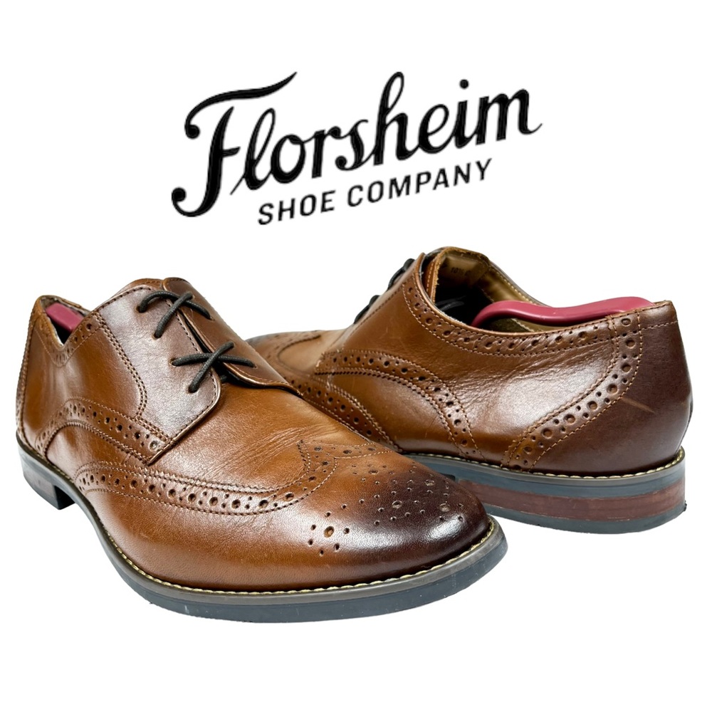 Florsheim Wingtip Derby in‎ Brown Leather Men’s Size 10 1/2 D